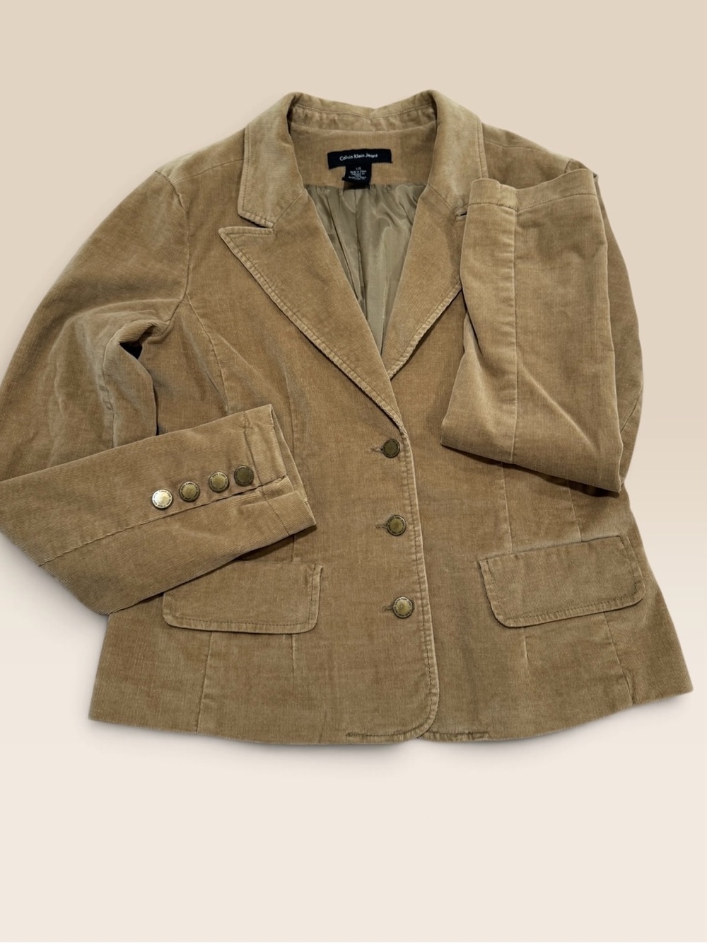 Calvin Klein Jeans Tan Corduroy Blazer Jacket L